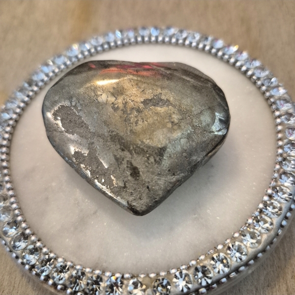 None Other - Natural Pyrite Polished Heart Palm Stone #9 New